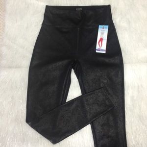 Spanx black faux leather leggings size Large